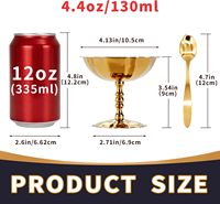 Coupelles à glace Unisweet avec cuillères, 4,4 oz, en acier inoxydable doré vintage, bols à dessert sur pied pour collations, pouding, yaourt et fruits