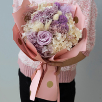 Vente chaude Belle Longue Durée Violet Eternelle Rose Bouquet Cadeau Saint Valentin Préservé Rose Fleur Bouquet de Roses