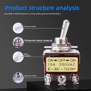 สวิตช์สลับ 1321 สวิตช์สลับกระแสไฟสูง 32A แบบหกขาสองตำแหน่ง - Product Image 2