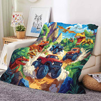 Fabrik-Großhandel Maßgefertigte Bunte Niedliche Dinosaurier 3D-Gedruckte Flanell-Plüschdecke Weiche Flauschige Fleece-Wurfdecken