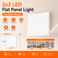 Panel LED Plano de Alta Luminosidad 2x2, 40W, Regulable 0-10V, Luz de Techo de Montaje Superficial, Iluminación Profesional para Oficinas Comerciales