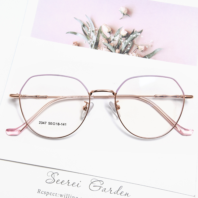 Women Men Simple Flat Myopia Optical Mirror Metal Glasses