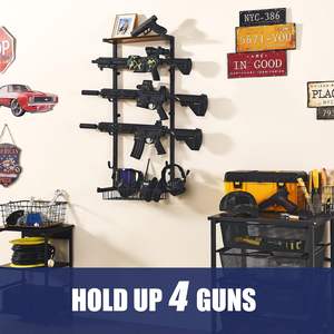 Support mural pour 4 <span class=keywords><strong>fusils</strong></span> avec panier de rangement, support pour <span class=keywords><strong>fusils</strong></span> et présentoir à armes, vente en gros d'usine et sur mesure - Product Image 2