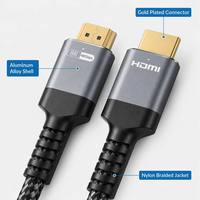 Câble HDMI 2.1 8K 48 Gbps, gaine en nylon tressé, coque en aluminium, 8K60Hz 4K120Hz 10K EARC plaqué or pour PS5, TV, projecteur, ordinateur portable