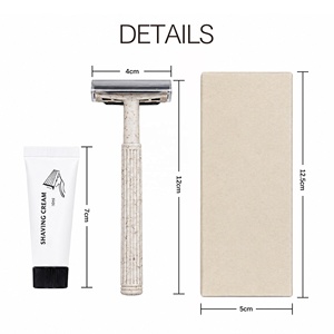Maquinillas de Afeitar Portátiles Biodegradables de Triple Hoja de Paja de Trigo para <span class=keywords><strong>Hotel</strong></span>, Set de Afeitado Ecológico Desechable para <span class=keywords><strong>Hotel</strong></span> con Empaque en Caja de Papel Kraft - Product Image 3
