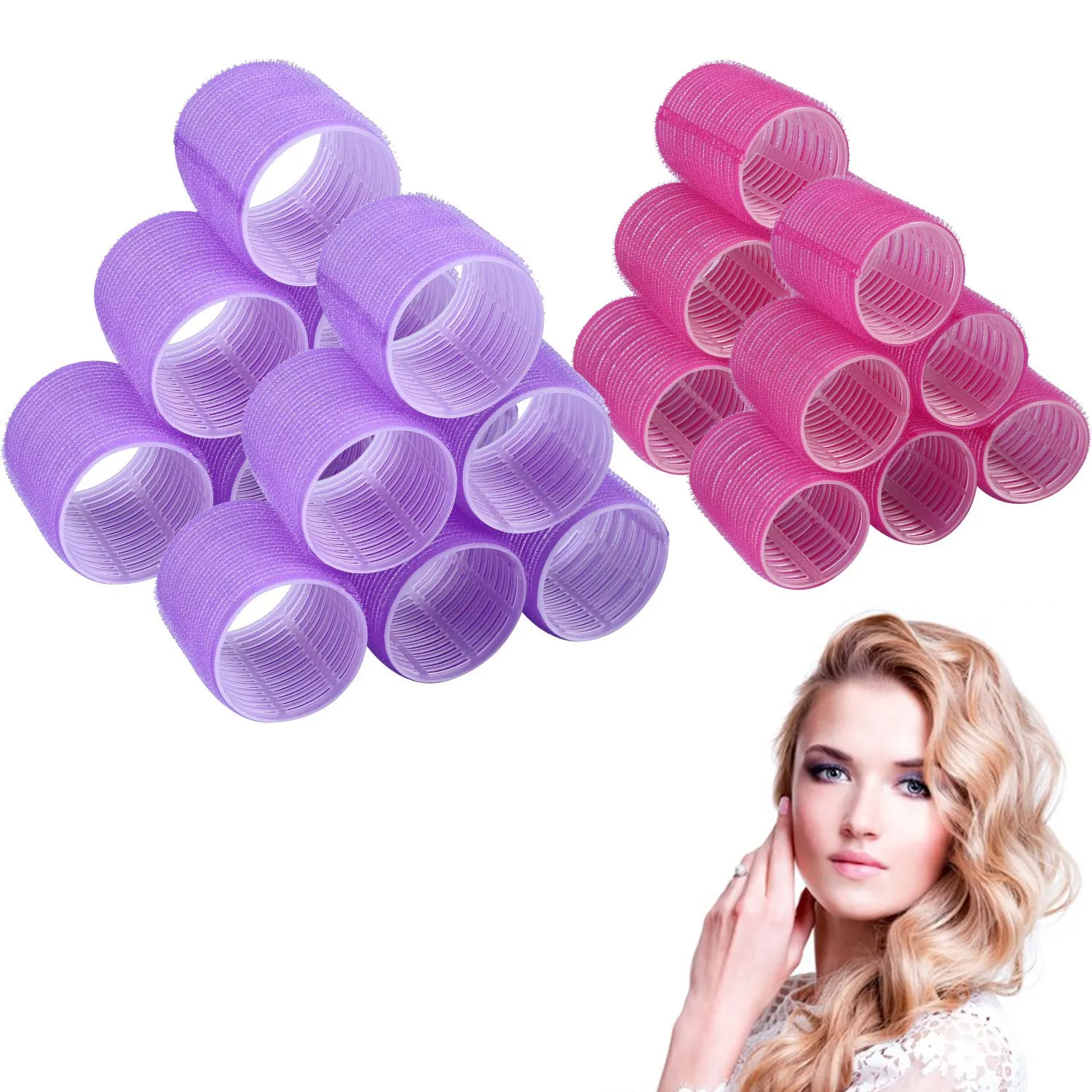 Large perm rods Self june Grip Hair Roller Sets Salon Hairdressing Curlers Random Color No Heat Hair Rollers with Duckbill Clips