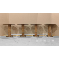 Table d'appoint ronde en placage de bois, mobilier moderne pour la maison, base en métal, salon, chambre à coucher