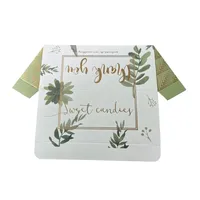 10/20 pièces Boîte à bonbons pliable en carton blanc avec motif feuille verte triangulaire, pour mariage, biscuits, cadeaux, emballage avec ruban, fiançailles