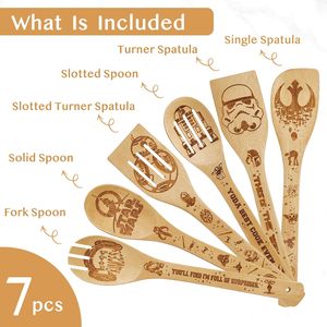 <span class=keywords><strong>7</strong></span> pièces cuillères en bois ustensiles de cuisine en bambou ustensiles de cuisine en bambou ensemble de spatule ensemble d'ustensiles de cuisine en bambou avec Base - Product Image 2