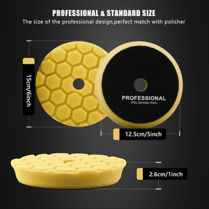 <span class=keywords><strong>SPTA</strong></span> 1 pièce 5 pouces 125 mm T80 Hex-Logic Jaune Tampon de polissage à coupe moyenne pour <span class=keywords><strong>polisseuse</strong></span> de voiture, pour le décapage de peinture 1500 #   Trace de ponçage - Product Image 5