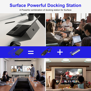 Station d'accueil Microsoft <span class=keywords><strong>Surface</strong></span> <span class=keywords><strong>USB</strong></span> <span class=keywords><strong>C</strong></span> PD100W double affichage 4K pour HDMI VGA 11 en 1 <span class=keywords><strong>USB</strong></span> 3.0 Interface Stock disponible - Product Image 3