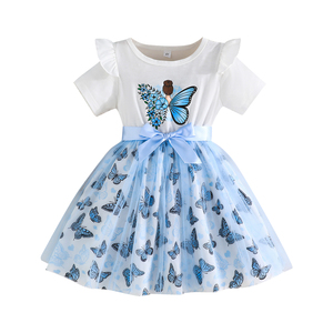 Elegante Vestido Floral para Niñas de 4 a 8 Años, Hermoso Vestido con Flores, Mangas Cortas, Lindo Lazo, Ropa de Fiesta para Niños, Bebé - Product Image 1