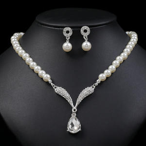 2025 High Quality New Fashion <b>Pearl</b> Stainless Steel Jewelry Set Cute Water Drop Shape Link Chain <b>Necklaces</b> <b>and</b> <b>Earrings</b> - Product Image 1