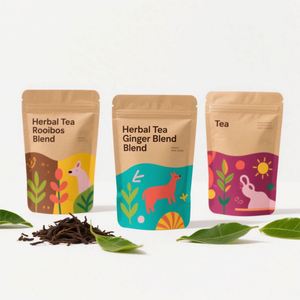Custom Printed Eco Friendly Food Grade Resealable Zipper Aluminum <b>Foil</b> Mylar Tea Stand up Pouch for Loose Tea - Product Image 4