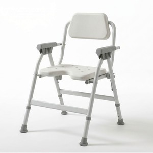 Chaise de douche pliante en aluminium avec accoudoirs et dossier, réglable en hauteur, antidérapante, pour personnes âgées, handicapées et enceintes - Offre Spéciale - Product Image 1