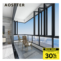 Ventana Plegable AOSTTER de Diseño Moderno, Acústica, Insonorizada, de Doble Acristalamiento, Ahorro de Energía, Resistente a Huracanes, con Garantía de 5 Años