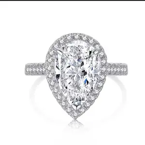 新款设计个性钻石订婚戒指水滴立方氧化锆锆石戒指情侣礼品