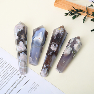 Cristal spirituel poli en gros, pointe de cristal artisanale, agate fleur de cerisier, sceptre pour la décoration intérieure - Product Image 2