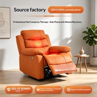 Fauteuil inclinable électrique en cuir à infrarouges avec charge sans fil pour la maison, le salon, les soins aux personnes âgées et la compression chaude