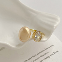 Bague double perle et zircon plaqué or 18 carats, anti-ternissement, étanche, placage PVD, vente en gros pour petites entreprises et cadeaux