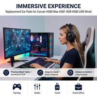 Pour Corsair HS80 Max HS 81 RGB cache-oreilles Dolby 7.1/HS80 USB filaire en cuir couverture oreillette accessoires de remplacement mousse à mémoire