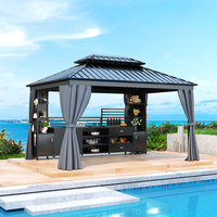 Pergola en aluminium de haute qualité avec étagères et rangements, imperméable, résistante aux UV, pavillon de jardin moderne pour villa