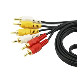 Gold Plated 1.5M Audio Video RCA Cable,3RCA to 3RCA Composite AV Cable Compatible with Set-Top Box Speaker Amplifier DVD Player