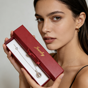 Scatola Regalo <span class=keywords><strong>Vintage</strong></span> Rettangolare con Foglia d'<span class=keywords><strong>Oro</strong></span> e Motivo Quadrato per Collane e Bracciali da Matrimonio, Goffrata - Product Image 5