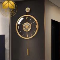 Jam Dinding Bundar Kuningan Mewah Vintage Ekstra Besar Senyap Elektrik Gaya Art Deco Laris 2024 untuk Ruang Tamu