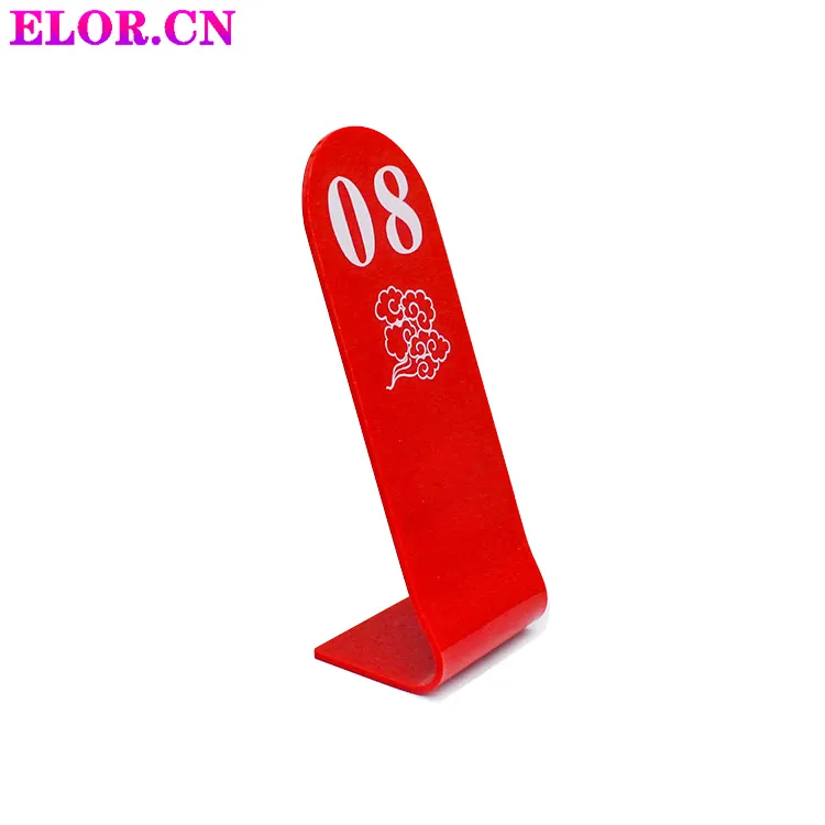 Elor Wholesale Customized L-shaped Acrylic Restaurant Table Number Plate With Double-side Printing Reservation Warning Plate