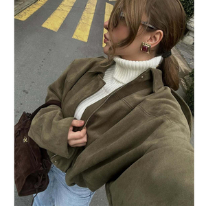 ZEVITY 2025 Poncho <span class=keywords><strong>Oversize</strong></span> Vintage in Poliestere, Capospalla da <span class=keywords><strong>Donna</strong></span> con Chiusura a Cerniera, Colletto Rovesciato, Giacca Casual Streetwear - Product Image 4