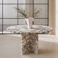 Meubles minimalistes pour la maison, table à manger ronde en marbre Calacatta Viola, table à piétement croisé en marbre pour villa et hôtel