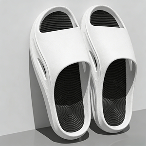 Black Sliders <strong>Slippers</strong> for Blank Slide Sandals Custom Logo Slides EVA Upper PVC Outsole All Seasons - Product Image 4