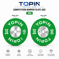 Ensemble de plaques de poids de compétition TOPIN 15-55lbs en caoutchouc codées par couleur, plaques de poids à noyau en acier calibré pour haltères et musculation