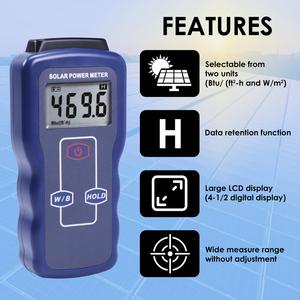 เครื่องวัดรังสีแสงอาทิตย์แบบดิจิตอล ฟังก์ชันเก็บข้อมูล หน่วยที่เลือกได้ ช่วงการวัด 0.1~1999.9W/m2 การวิจัยพลังงานแสงอาทิตย์ ด้านอุตุนิยมวิทยา - Product Image 3