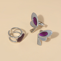 Ensemble de boucles d'oreilles en forme de cœur plaqué argent, design changeant de couleur, taille réglable, cadeau de mariage, de fiançailles, de fête, unisexe, tendance