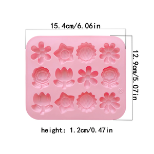 Mini molde de silicona para galletas y dulces con forma de 6 flores pequeñas, 12 cavidades, herramienta de cocina para repostería artesanal - Product Image 3