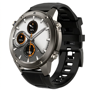 Montre connectée de sport GPS étanche 5ATM IP68 avec écran AMOLED, suivi de la fréquence cardiaque, de l'oxygène sanguin, appels Bluetooth, suivi du sommeil, bracelet magnétique en gel de silice double - Product Image 1