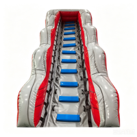 Tobogán Acuático Inflable de PVC Rojo y Gris para Fiestas Infantiles, Uso Comercial Ecológico