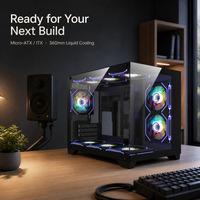 Boîtier d'ordinateur M-ATX personnalisable pour les joueurs, prend en charge le refroidissement liquide de 360 mm, double verre trempé OEM, vue sur la mer, tour moyenne pour PC
