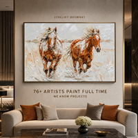 Peinture artisanale en impasto épais, bas-relief de cheval brun en gros plan, grande œuvre murale pour salle de réunion d'hôtel, personnalisable en gros
