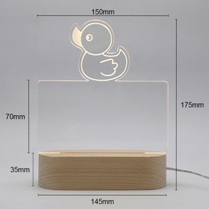 Popular Australian Style <strong>Duck</strong> 3D Night <strong>Light</strong> , Oval Wood Base Led Table Lamp With Blank Acrylic for DIY - Product Image 6