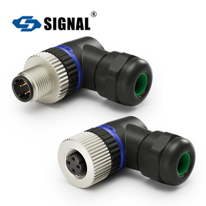 SIGNAL M12 D-コーディングコネクタ - アングル付きオス・メス、4ピン、産業用 - Product Image 1