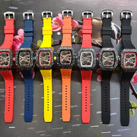 Montre à quartz rectangulaire de style Richard pour le commerce extérieur, mouvement ultra-fin en alliage, bracelet en silicone pour la vente en gros