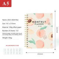Vente en gros 2025 carnet agenda non daté personnalisé mensuel A5 journal à spirale couverture PP 12 mois annuel journal à spirale