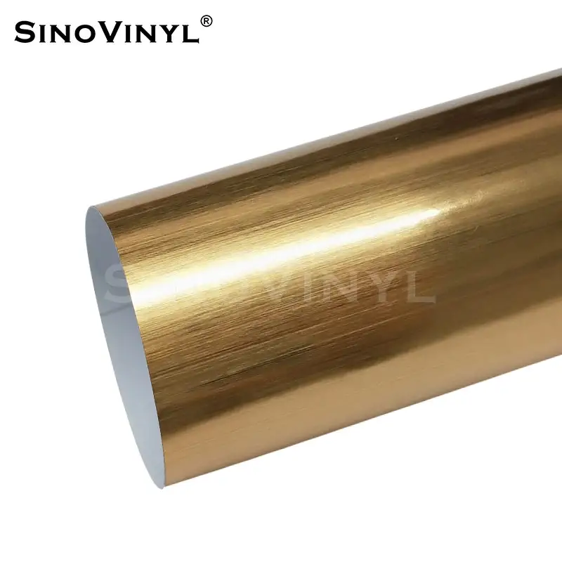 SINOVINYLカッティング接着剤PVCブラッシュドメタリックゴールドビニールロールステッカーカッターマシン用