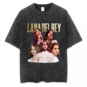 เสื้อยืดลายวินเทจสไตล์ฮาราจูกุสำหรับผู้ชาย ยี่ห้อ <span class=keywords><strong>Lana</strong></span> <span class=keywords><strong>Del</strong></span> <span class=keywords><strong>Rey</strong></span> ยุค 90s ทรงหลวม ผ้าฝ้ายแท้ แขนสั้น ดีไซน์ขาดๆ เท่ๆ ทันสมัย - Product Image 3