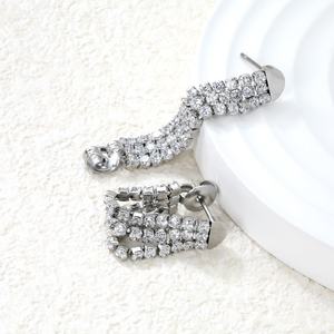 Nuevos Aretes Colgantes de Aro Gruesos de Acero Inoxidable con Baño de Oro de 18k, Joyería de Moda con Incrustaciones de Circonita Cúbica para Mujer - Product Image 4