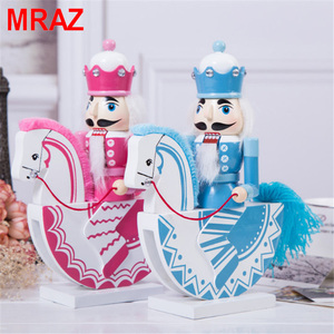M23003 <span class=keywords><strong>MRAZ</strong></span> 25cm Décoration de Noël en gros Cheval à bascule rose Soldat Casse-Noisette en bois Ornement musical - Product Image 6
