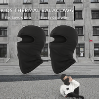 2 pièces - Balaclava pour enfants - Masque de ski thermique noir - 100% acrylique - Réglable - Coupe-vent - Cache-cou - Unisexe - Bébé - Garçons - Cyclisme